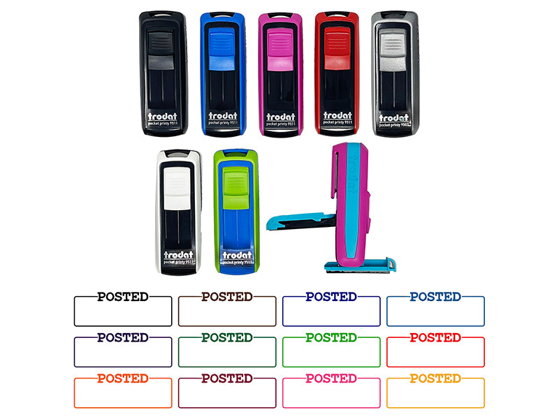 Posted Blank Box for Date Signature Bank Check Self-Inking Portable Pocket Stamp 1-1/2" Ink Stamper for Business Office