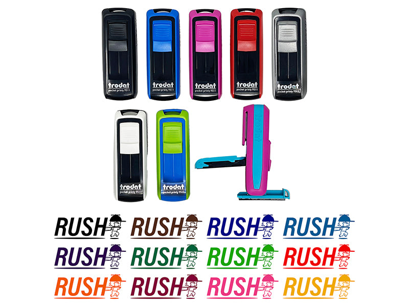 Rush Expedited Order Shipment Running Person Self-Inking Portable Pocket Stamp 1-1/2" Ink Stamper for Business Office