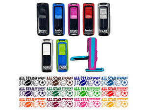 All Star Student Sports Balls Teacher Student School Self-Inking Portable Pocket Stamp 1-1/2" Ink Stamper