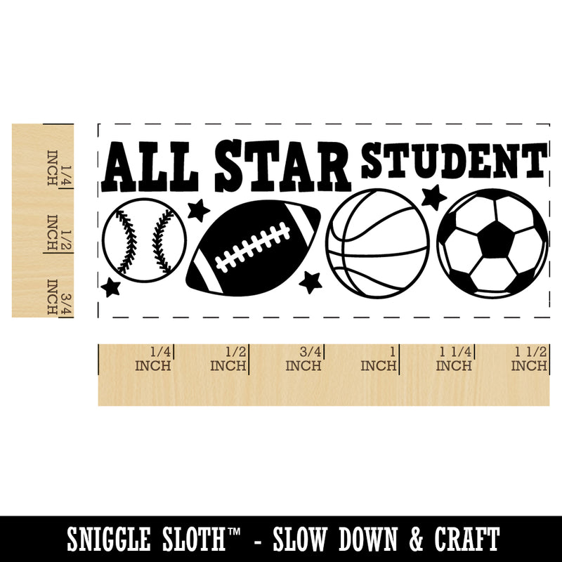 All Star Student Sports Balls Teacher Student School Self-Inking Portable Pocket Stamp 1-1/2" Ink Stamper