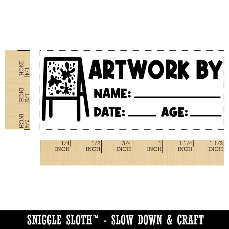 Artwork By Name Date Age Teacher Student School Self-Inking Portable Pocket Stamp 1-1/2" Ink Stamper