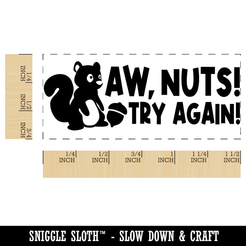 Aw Nuts Try Again Squirrel Teacher Student School Self-Inking Portable Pocket Stamp 1-1/2" Ink Stamper