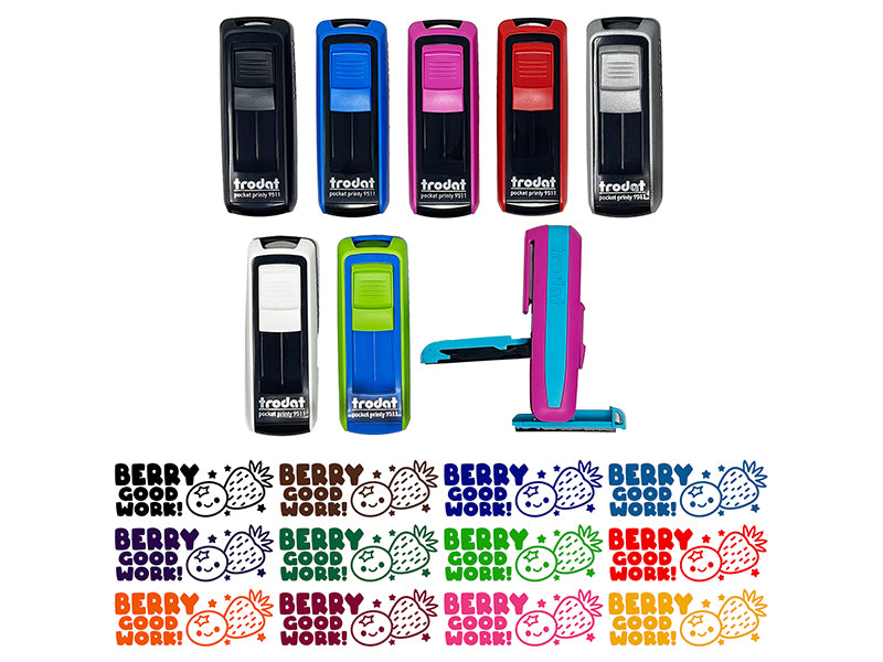 Berry Good Work Berries Teacher Student School Self-Inking Portable Pocket Stamp 1-1/2" Ink Stamper