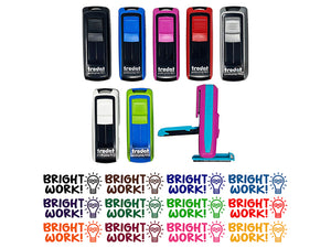 Bright Work Light Bulb Teacher Student School Self-Inking Portable Pocket Stamp 1-1/2" Ink Stamper