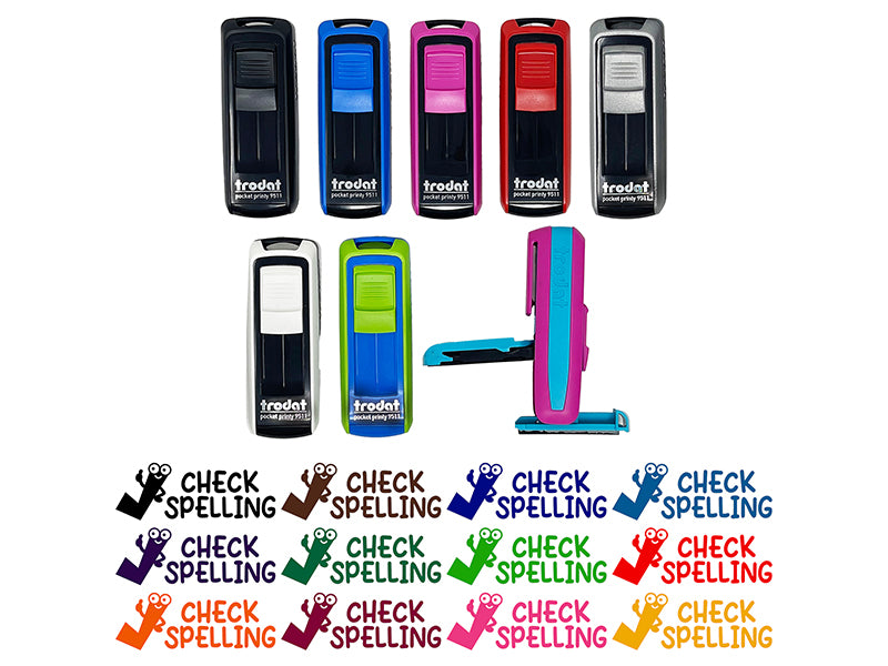 Check Spelling Teacher Student School Self-Inking Portable Pocket Stamp 1-1/2" Ink Stamper