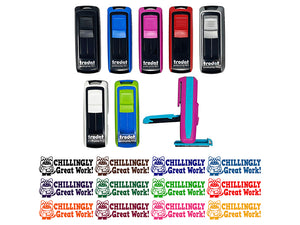 Chillingly Great Work Penguin Teacher Student School Self-Inking Portable Pocket Stamp 1-1/2" Ink Stamper