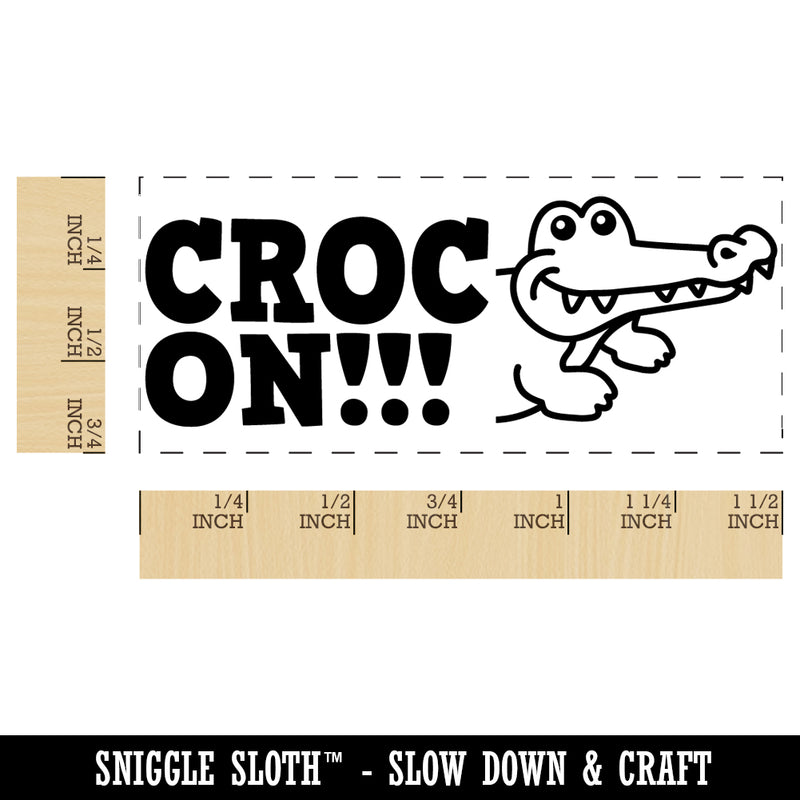 Croc Rock On Crocodile Teacher Student School Self-Inking Portable Pocket Stamp 1-1/2" Ink Stamper