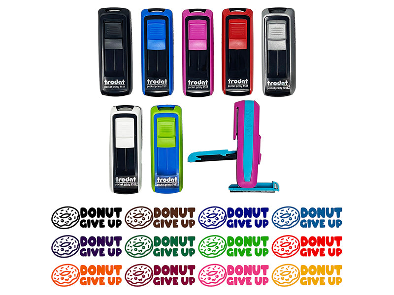 Donut Do Not Give Up Teacher Student School Self-Inking Portable Pocket Stamp 1-1/2" Ink Stamper