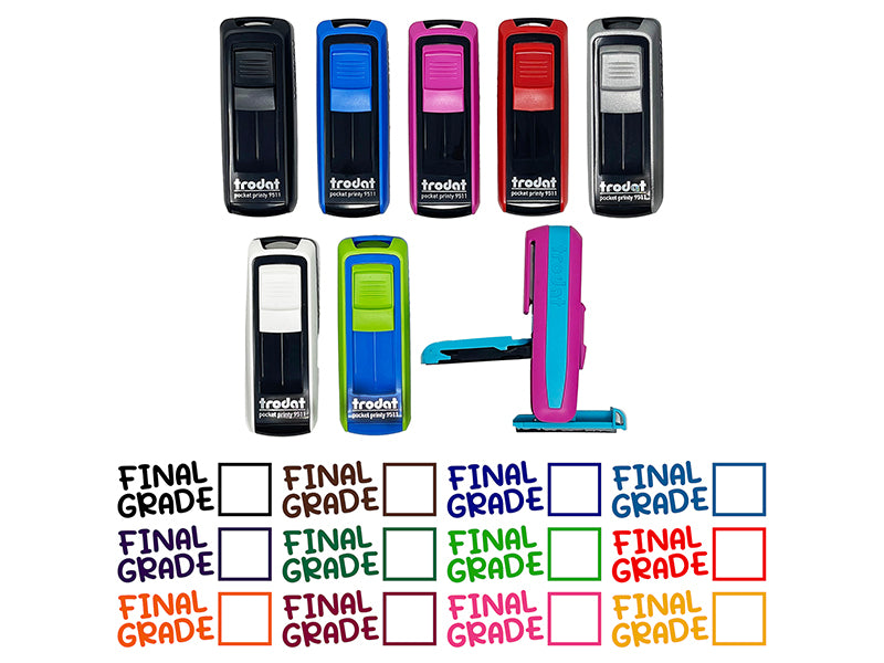 Final Grade Teacher Student School Self-Inking Portable Pocket Stamp 1-1/2" Ink Stamper