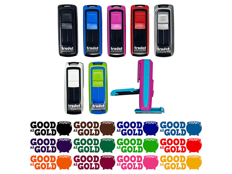 Good as Gold Pot of Gold Teacher Student School Self-Inking Portable Pocket Stamp 1-1/2" Ink Stamper