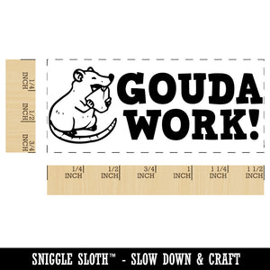 Gouda Good Work Mouse with Cheese Teacher Student School Self-Inking Portable Pocket Stamp 1-1/2" Ink Stamper