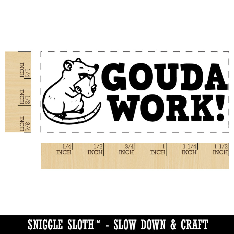 Gouda Good Work Mouse with Cheese Teacher Student School Self-Inking Portable Pocket Stamp 1-1/2" Ink Stamper