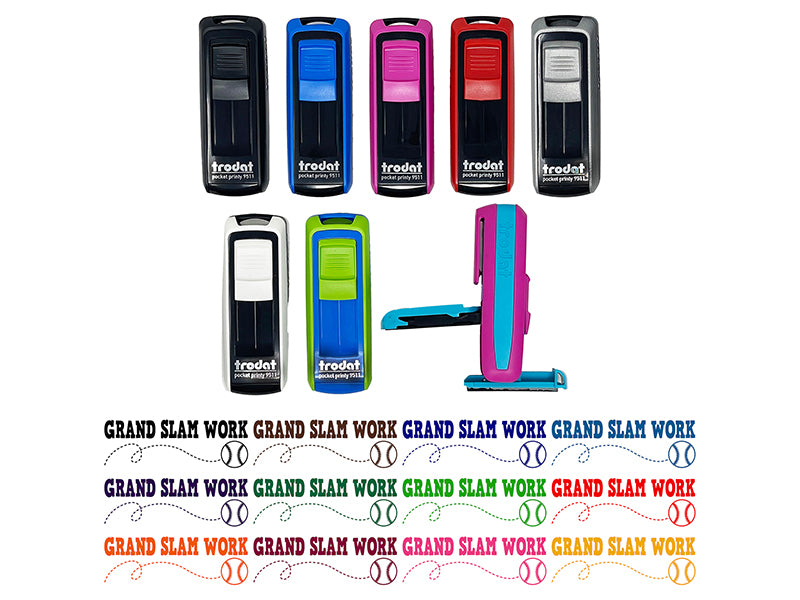 Grand Slam Work Baseball Teacher Student School Self-Inking Portable Pocket Stamp 1-1/2" Ink Stamper