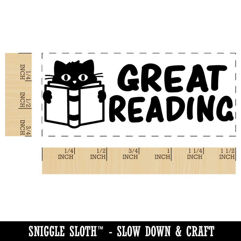 Great Reading Cat with Book Teacher Student School Self-Inking Portable Pocket Stamp 1-1/2" Ink Stamper