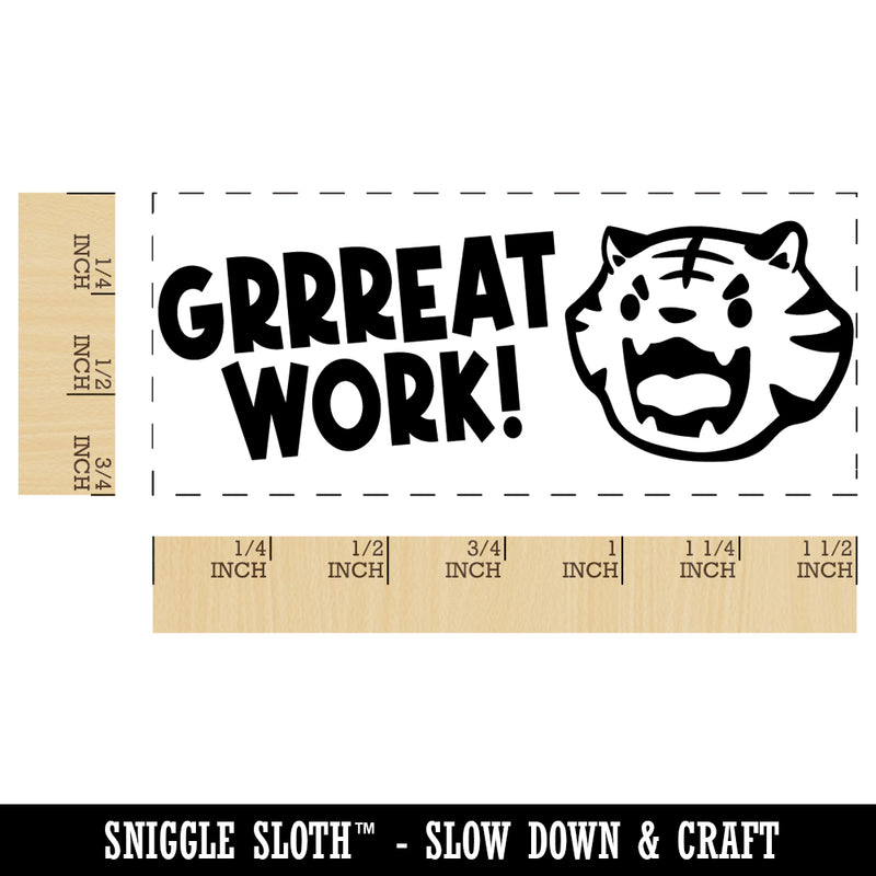 Grrreat Work Tiger Teacher Student School Self-Inking Portable Pocket Stamp 1-1/2" Ink Stamper