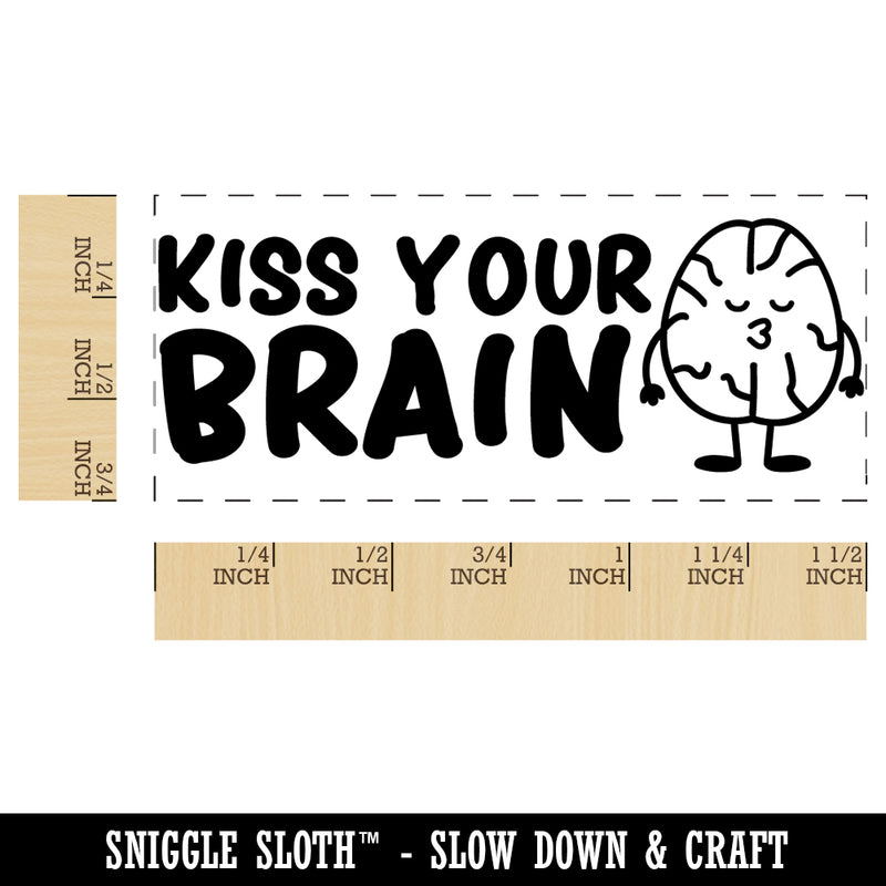 Kiss Your Brain Teacher Student School Self-Inking Portable Pocket Stamp 1-1/2" Ink Stamper