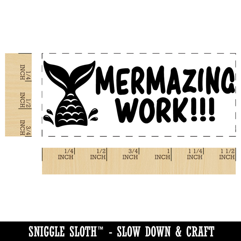 Mermazing Amazing Work Mermaid Teacher Student School Self-Inking Portable Pocket Stamp 1-1/2" Ink Stamper