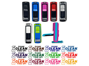 Please Clean This Up Teacher Student School Self-Inking Portable Pocket Stamp 1-1/2" Ink Stamper