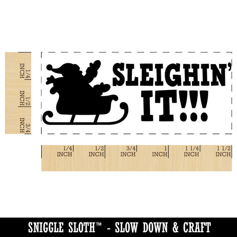 Sleighin' Slaying It Santa Christmas Teacher Student School Self-Inking Portable Pocket Stamp 1-1/2" Ink Stamper