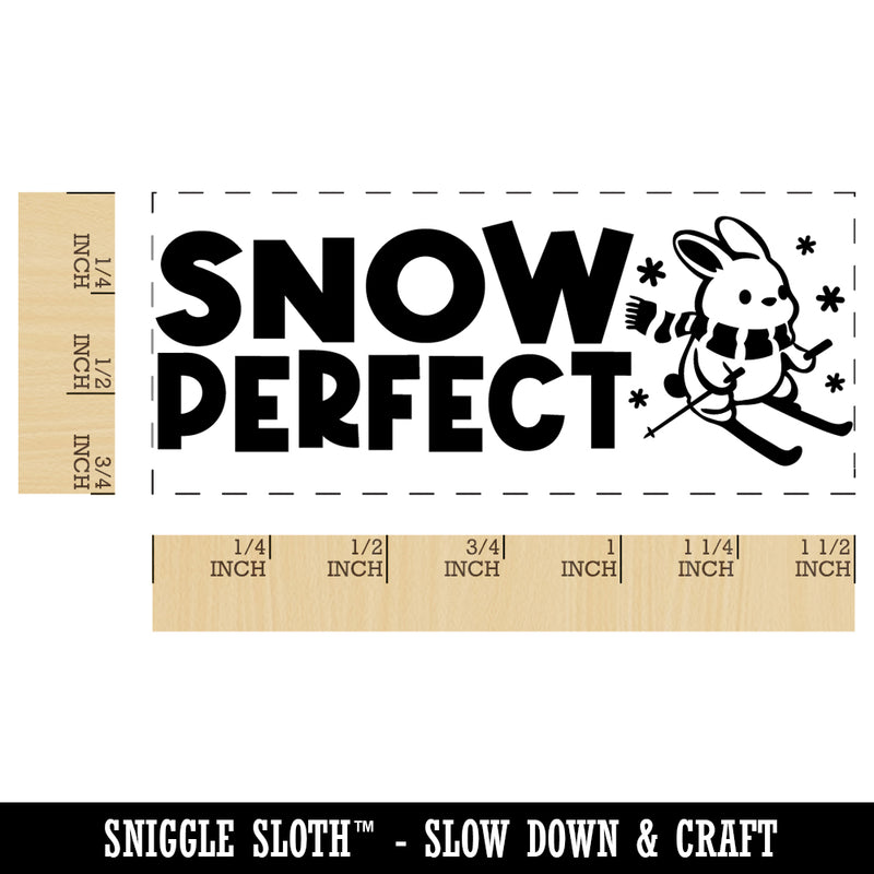 Snow So Perfect Skiing Bunny Teacher Student School Self-Inking Portable Pocket Stamp 1-1/2" Ink Stamper