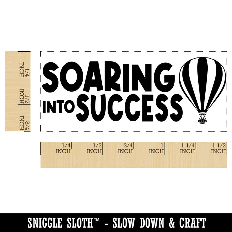 Soaring Into Success Hot Air Balloon School Self-Inking Portable Pocket Stamp 1-1/2" Ink Stamper