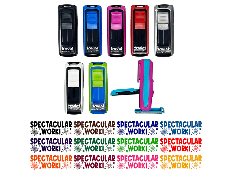 Spectacular Work Fireworks Teacher Student School Self-Inking Portable Pocket Stamp 1-1/2" Ink Stamper