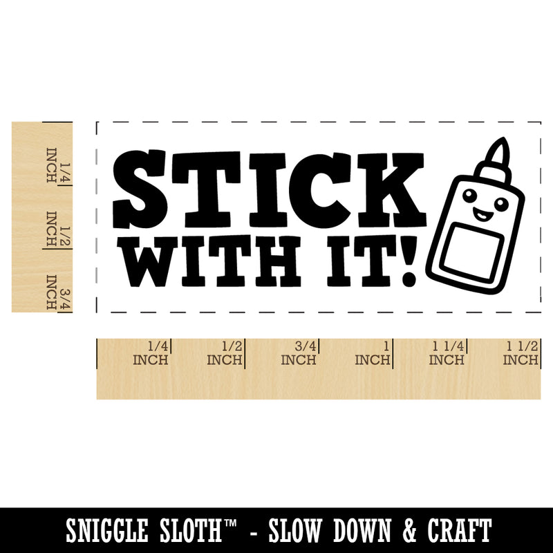 Stick With it Glue Teacher Student School Self-Inking Portable Pocket Stamp 1-1/2" Ink Stamper