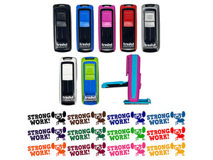 Strong Work Ant Lifting Weights Teacher Student School Self-Inking Portable Pocket Stamp 1-1/2" Ink Stamper