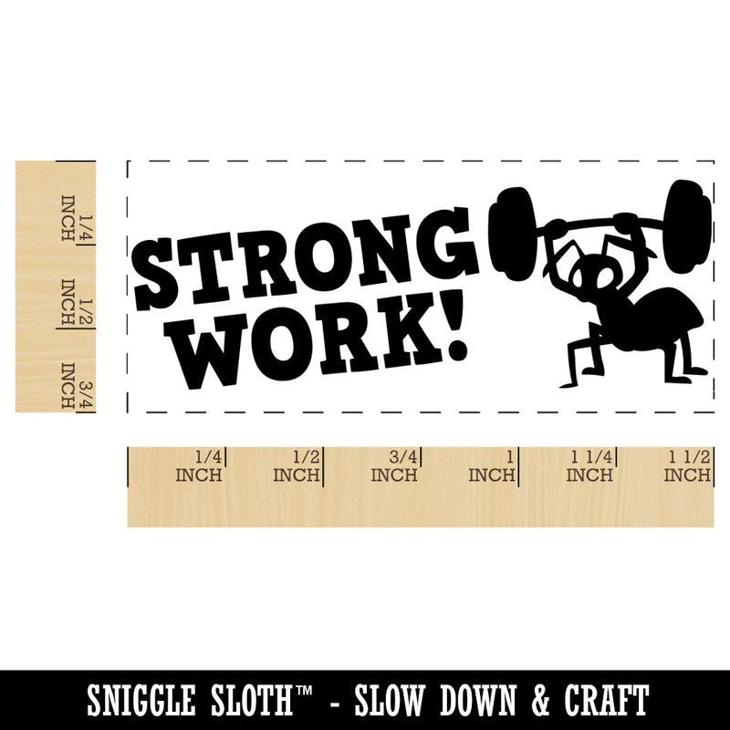 Strong Work Ant Lifting Weights Teacher Student School Self-Inking Portable Pocket Stamp 1-1/2" Ink Stamper