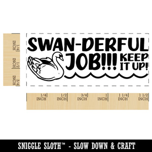 Swan-derful Wonderful Job Keep it Up Swan Teacher Student School Self-Inking Portable Pocket Stamp 1-1/2" Ink Stamper