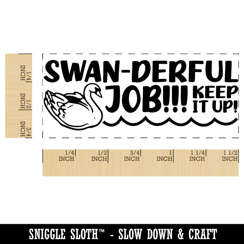 Swan-derful Wonderful Job Keep it Up Swan Teacher Student School Self-Inking Portable Pocket Stamp 1-1/2" Ink Stamper