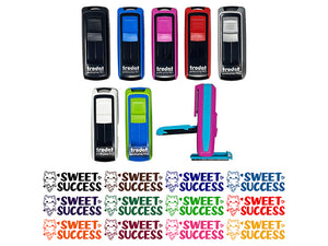 Sweet Success Cat Ice Cream Teacher Student School Self-Inking Portable Pocket Stamp 1-1/2" Ink Stamper