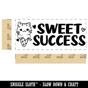 Sweet Success Cat Ice Cream Teacher Student School Self-Inking Portable Pocket Stamp 1-1/2" Ink Stamper