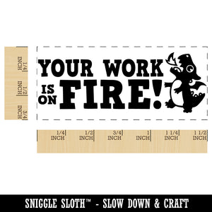 Your Work is On Fire Dragon Teacher Student School Self-Inking Portable Pocket Stamp 1-1/2" Ink Stamper