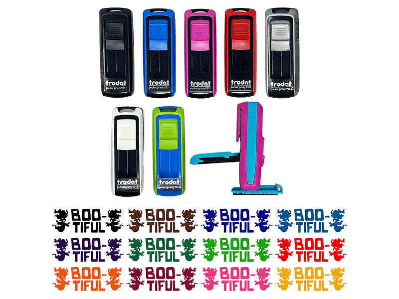 Beautiful Boo-tiful Ghosts Teacher Student School Self-Inking Portable Pocket Stamp 1-1/2" Ink Stamper