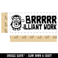 Brrr-illiant Brilliant Work Penguin Teacher Student School Self-Inking Portable Pocket Stamp 1-1/2" Ink Stamper