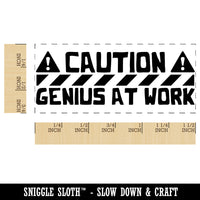 Caution Genius at Work Teacher Student School Self-Inking Portable Pocket Stamp 1-1/2" Ink Stamper