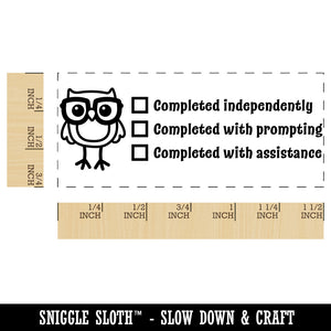 Completed With Checklist Owl Teacher Student School Self-Inking Portable Pocket Stamp 1-1/2" Ink Stamper