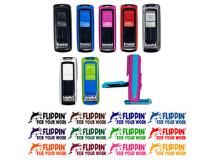 Flippin' For Your Work Dolphin Teacher Student School Self-Inking Portable Pocket Stamp 1-1/2" Ink Stamper