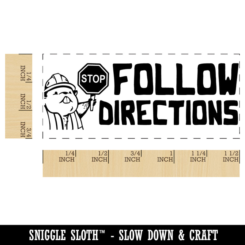 Follow Directions Stop Sign Teacher Student School Self-Inking Portable Pocket Stamp 1-1/2" Ink Stamper