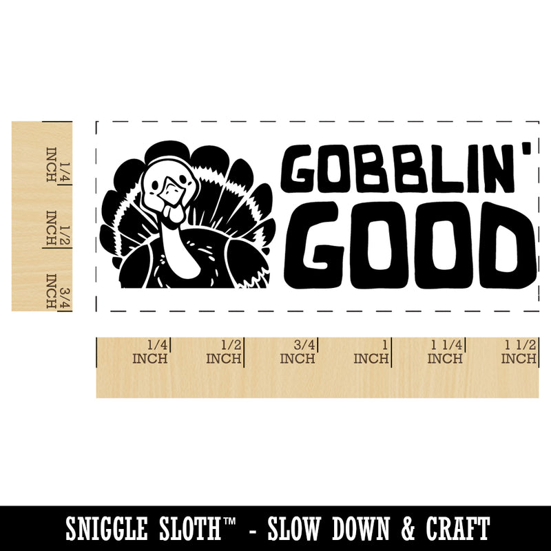 Gobblin' Good Thanksgiving Turkey Teacher Student School Self-Inking Portable Pocket Stamp 1-1/2" Ink Stamper