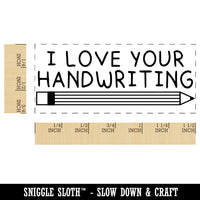 I Love Your Handwriting Pencil Teacher Student School Self-Inking Portable Pocket Stamp 1-1/2" Ink Stamper