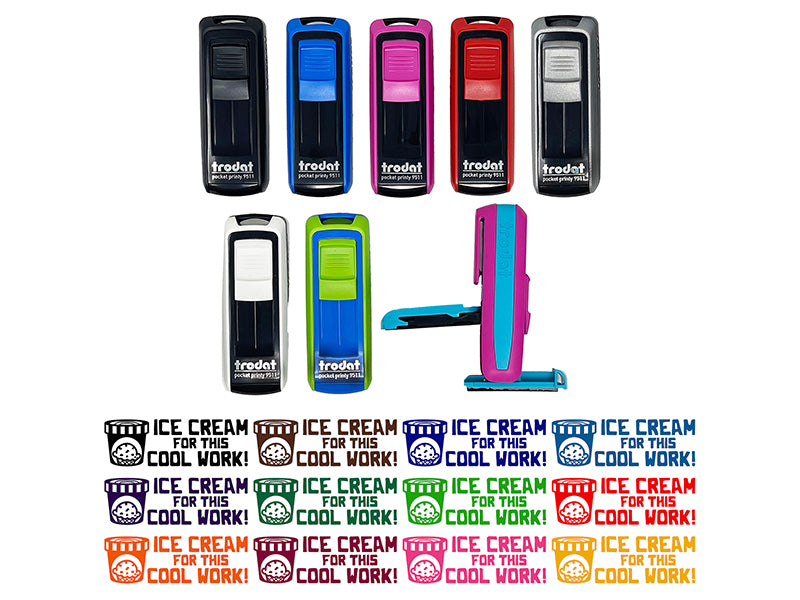 I Scream for this Cool Work Ice Cream Teacher Student School Self-Inking Portable Pocket Stamp 1-1/2" Ink Stamper