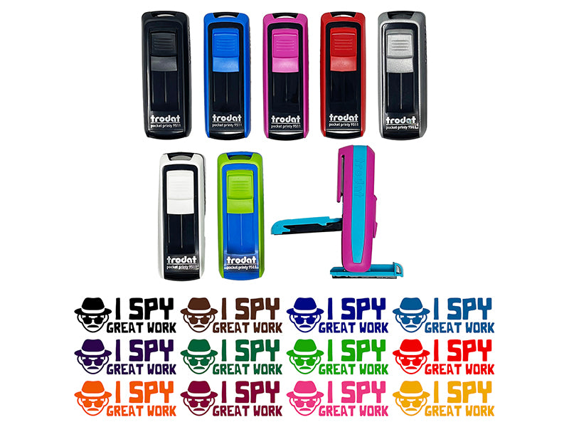 I Spy Great Work Detective Teacher Student School Self-Inking Portable Pocket Stamp 1-1/2" Ink Stamper