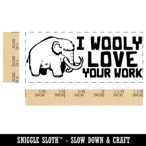 I Wooly Really Love Your Work Mammoth Teacher Student School Self-Inking Portable Pocket Stamp 1-1/2" Ink Stamper