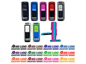 No Lion Lying Amazing Work Teacher Student School Self-Inking Portable Pocket Stamp 1-1/2" Ink Stamper