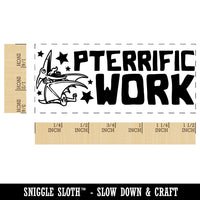 Pterrific Terrific Work Pterodactyl Teacher Student School Self-Inking Portable Pocket Stamp 1-1/2" Ink Stamper