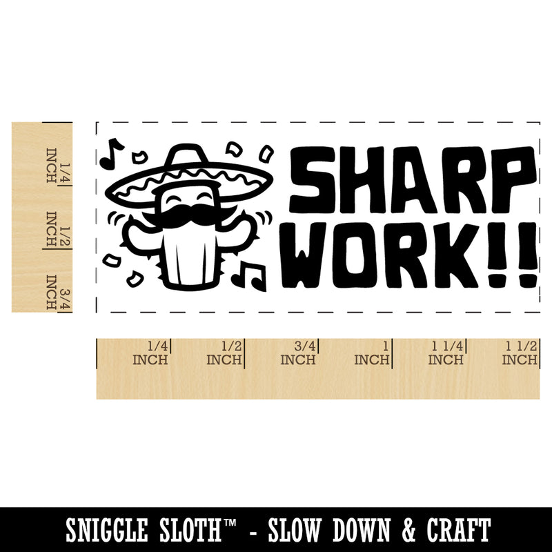 Sharp Work Fiesta Cactus Teacher Student School Self-Inking Portable Pocket Stamp 1-1/2" Ink Stamper