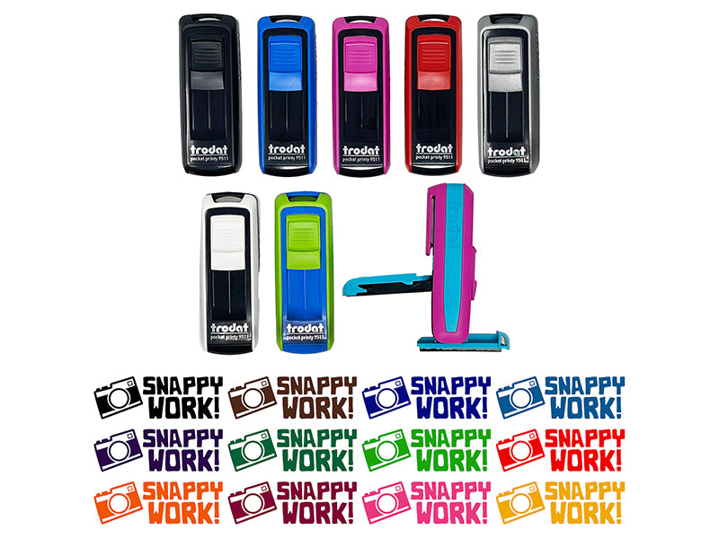 Snappy Work Camera Teacher Student School Self-Inking Portable Pocket Stamp 1-1/2" Ink Stamper