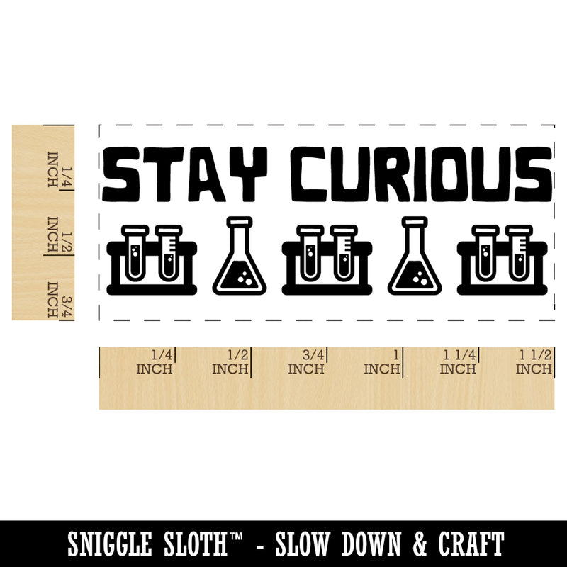 Stay Curious Science Beakers Teacher Student School Self-Inking Portable Pocket Stamp 1-1/2" Ink Stamper